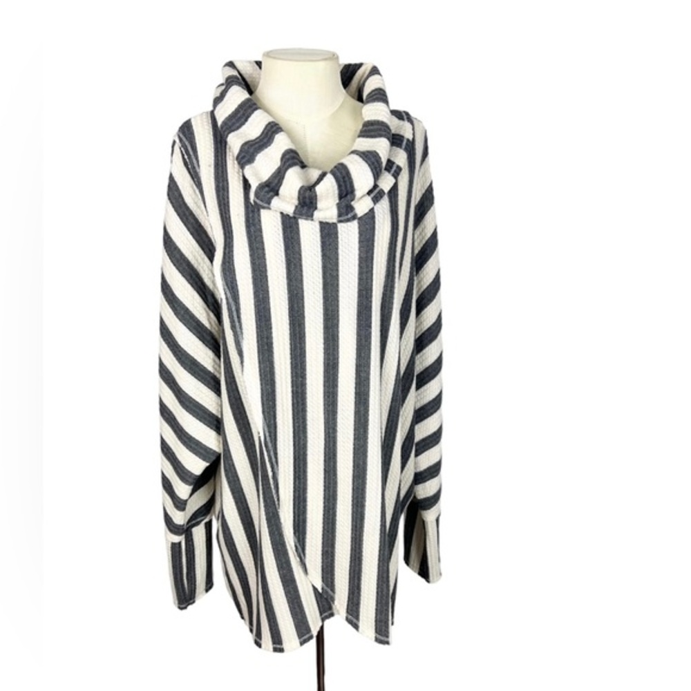 NWOT Lularoe Kristen top size XL oversized fit gray stripe waffle weave